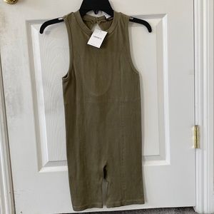 ribbed olive green romper